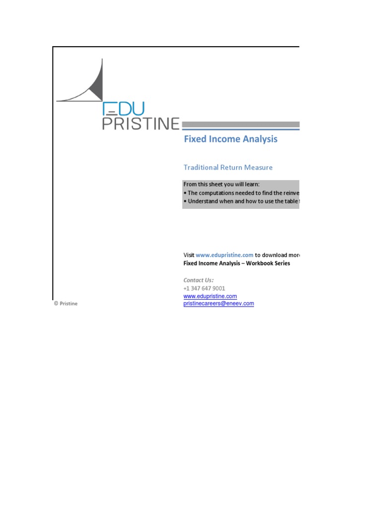 Fixed Income Analysis: Traditional Return Measure | PDF | Bonds ...