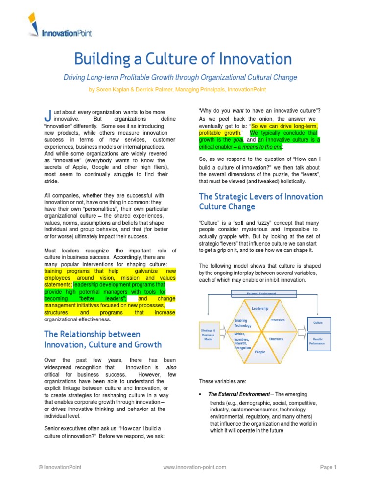 Culture of Innovation | PDF | Strategic Management | Innovation