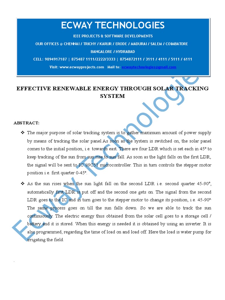 Effective Renewable Energy Through Solar Tracking System | PDF
