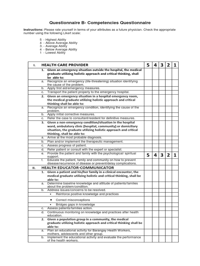 Questionnaire Questionnaire Health Care Provider PDF