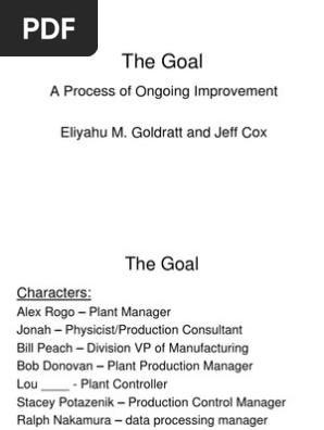 The Goal Eliyahu Goldratt Pdf