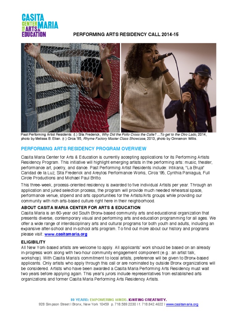 Bronx Performing Arts Residency 2014-15 | PDF