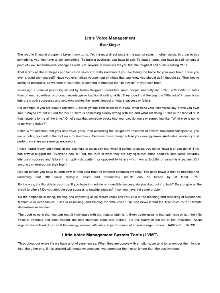 Little Voice Management | PDF