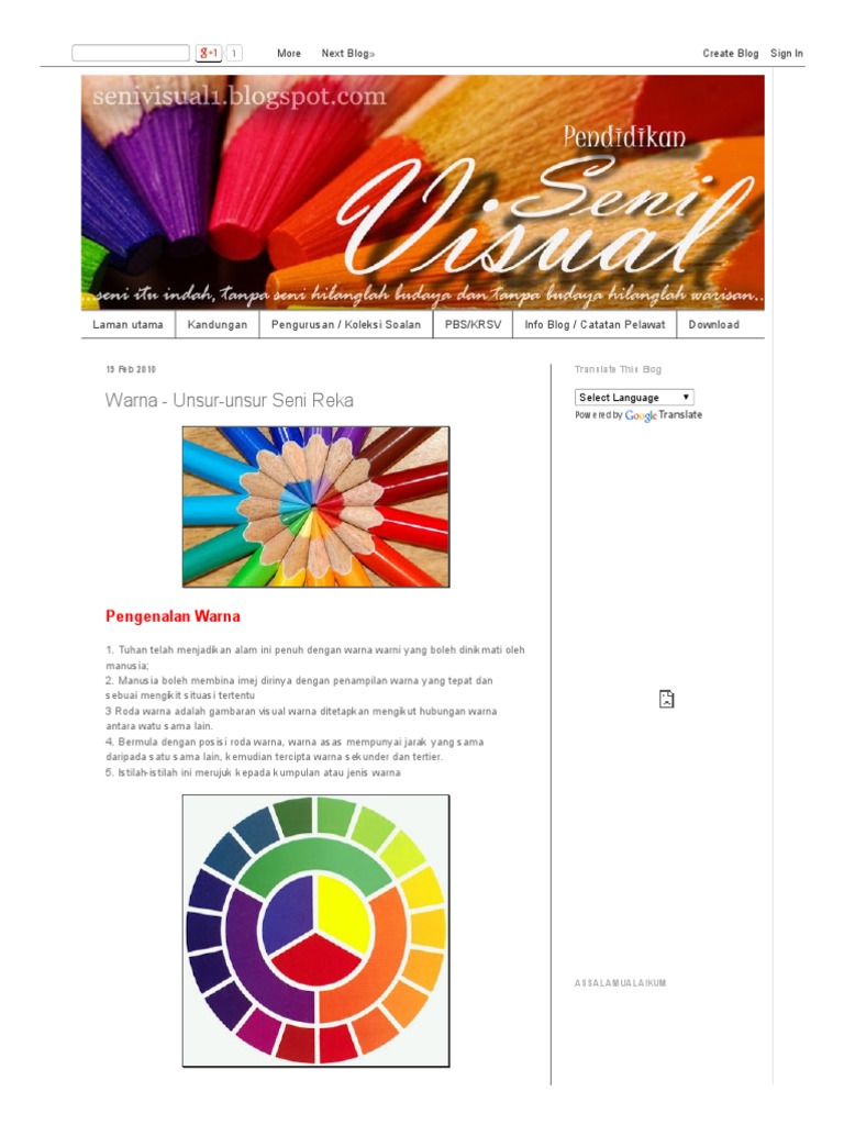 Pendidikan Seni Visual - Warna - Unsur-Unsur Seni Reka | PDF