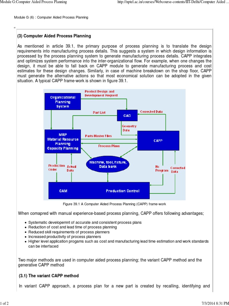 Nptel Computer Aided Process Planning Machines Geometry