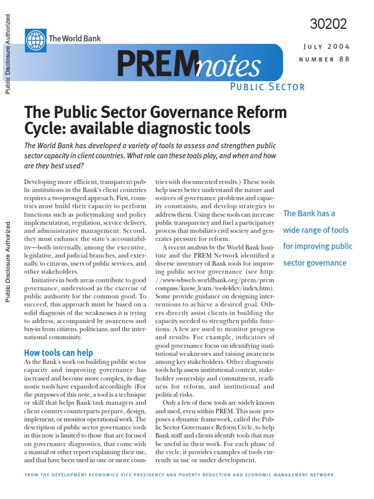 Tools for Public Sector Governance Reform | PDF | Governance | World Bank