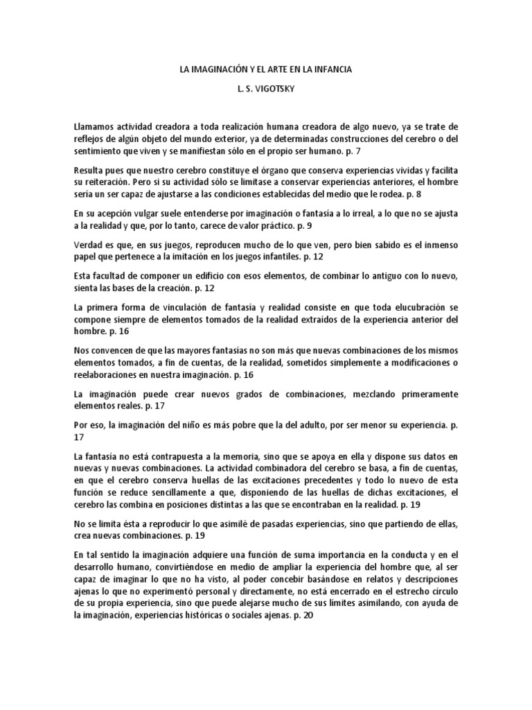 Imaginación y arte en la infancia | PDF | Realidad | Homo Sapiens