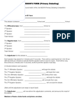 CHAIRPERSON'S FORM (Primary Debating)