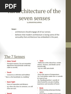 Synopsis An Architecture Of The Seven Senses Senses Neuropsychological Assessment