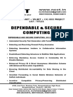 Dot Net - Dependable and Secure Computing Project Titles - List 2012-13, 2011, 2010, 2009, 2008