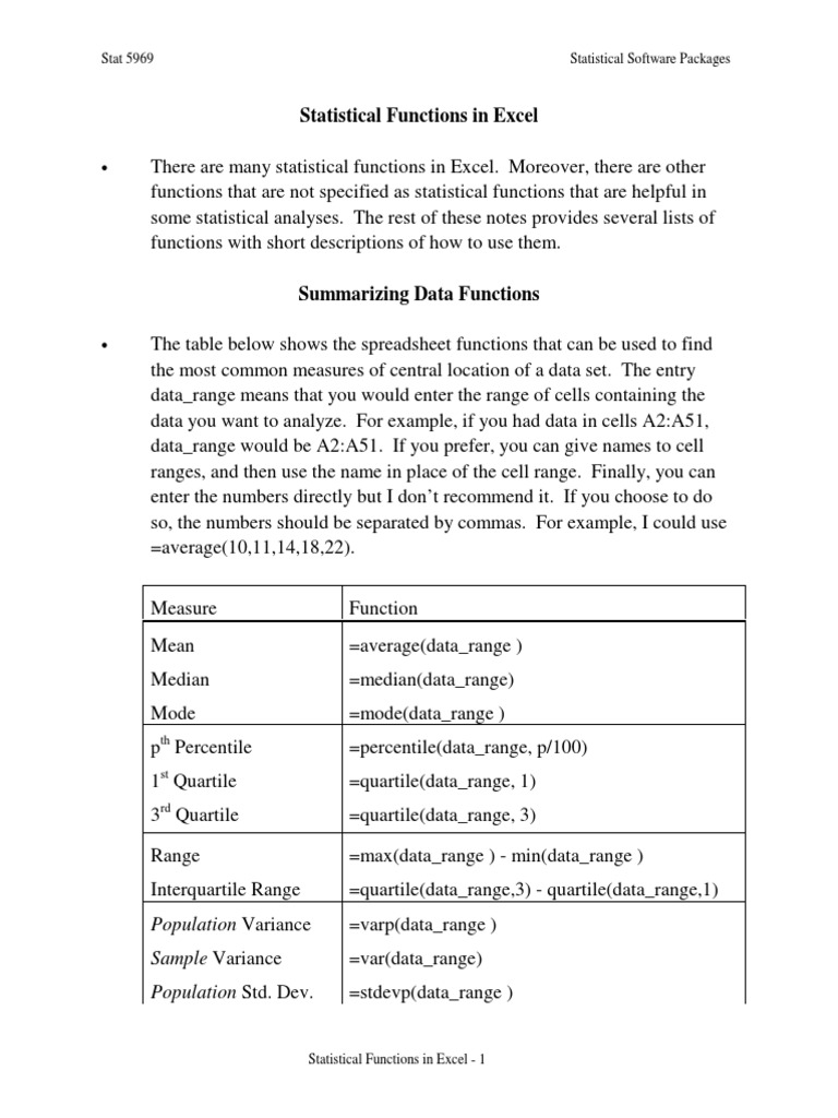 Excel Functions | PDF