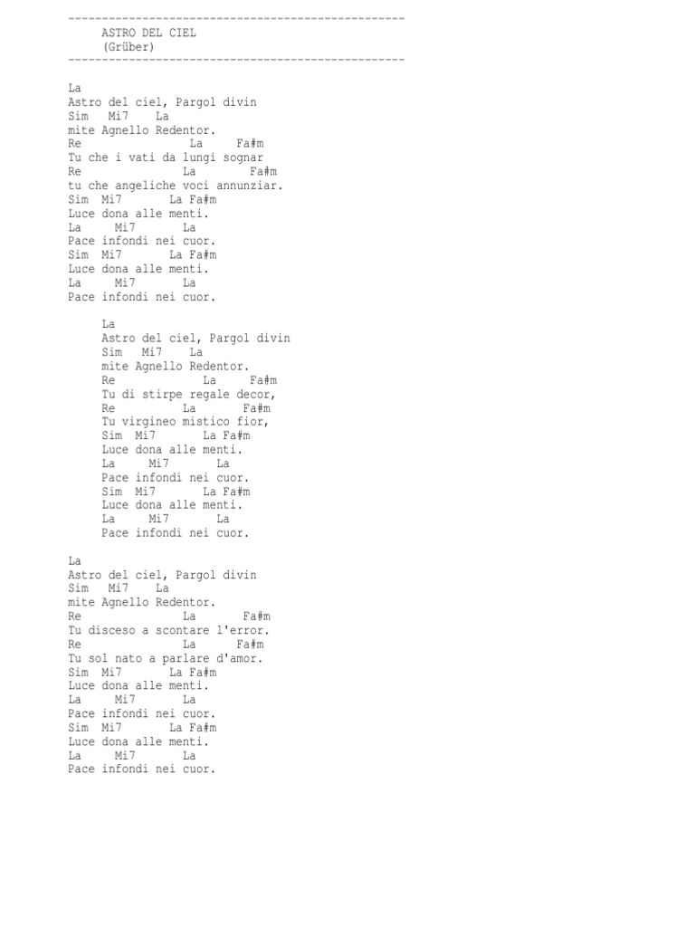 Astro Del Ciel Testo Italiano Pdf