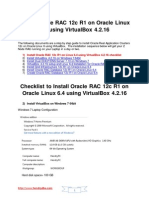 Checklist to Install Oracle RAC 12c R1 on Linux 6.4 Using VirtualBox 4.2.16
