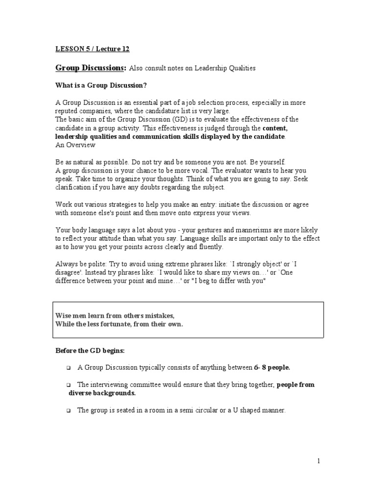 Body Language in Group Discussions | PDF | Body Language | Conversation