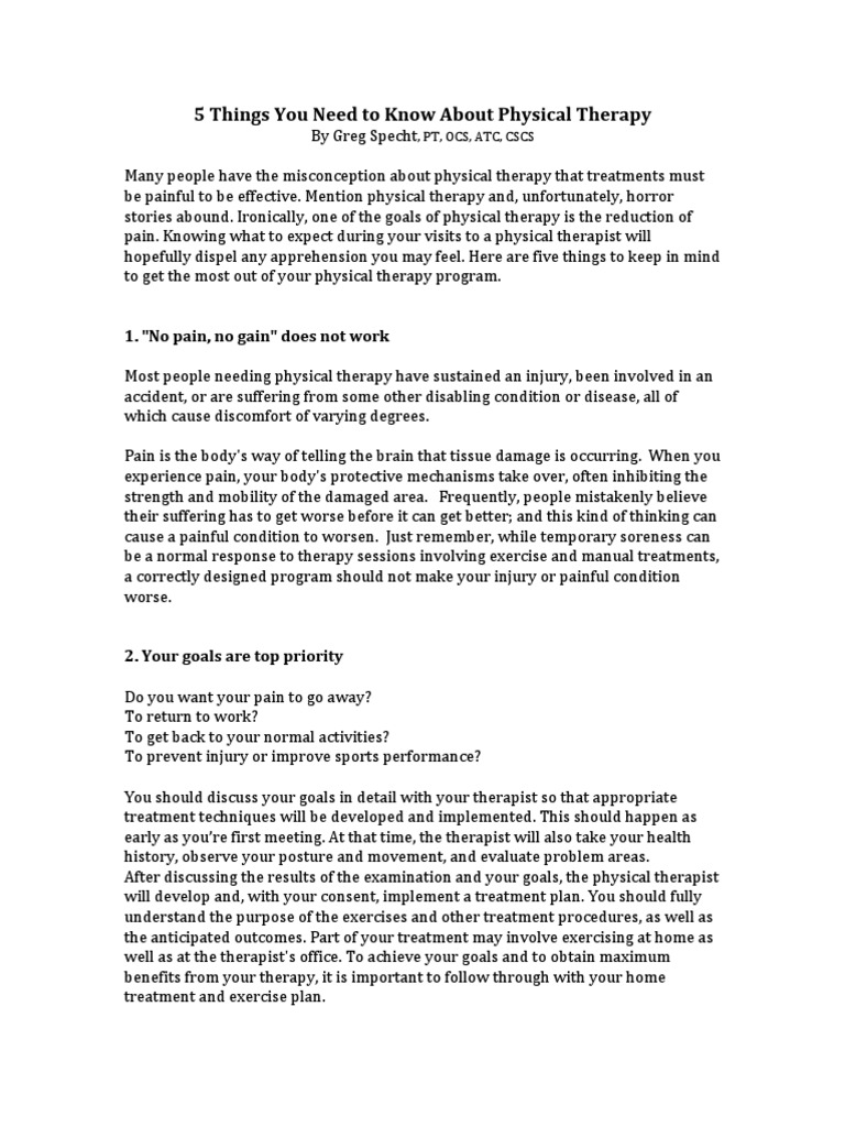 5 Things You Need Know About Physical Therapy PDF Physical Therapy