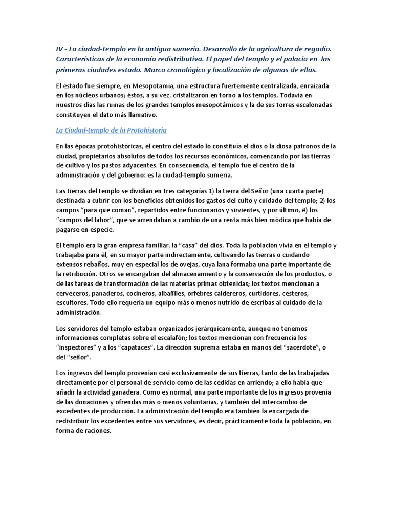 La ciudad-templo en Sumeria antigua | PDF | Sumeria | Riego
