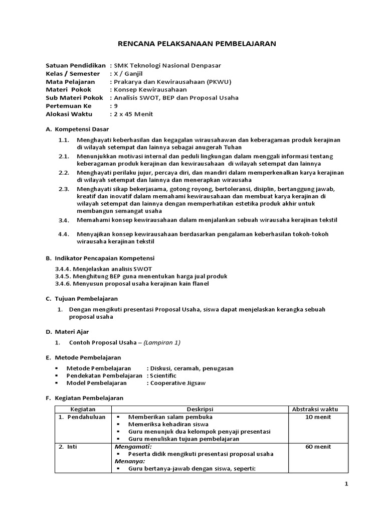 Contoh Proposal Usaha Kerajinan  Dari  Bahan  Limbah 