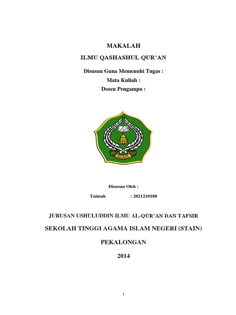 Makalah Qashash Alquran