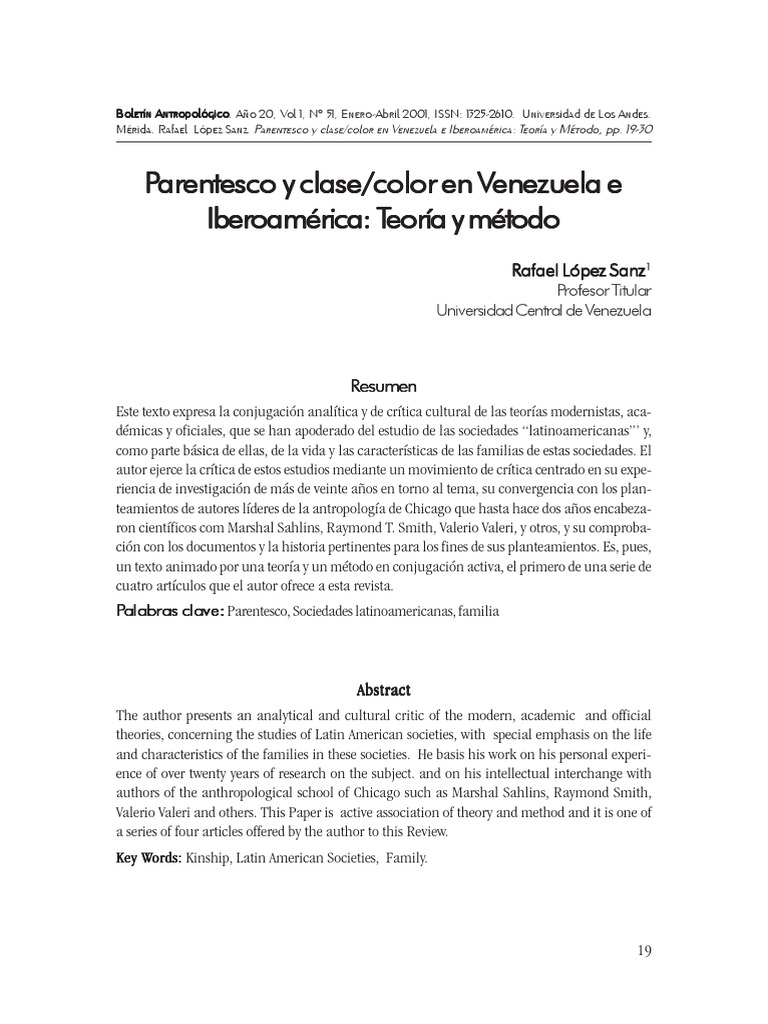 Parentesco y clase en Iberoamérica | PDF | Antropología | Familia