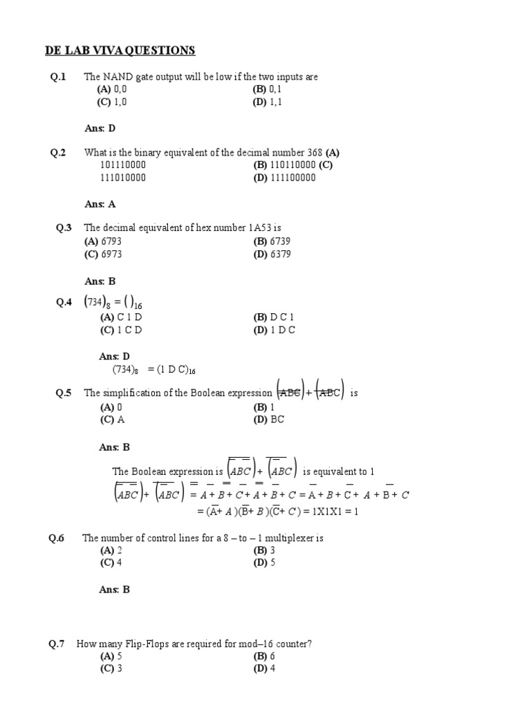 De Lab Viva Questions 1 PDF Mathematical Notation Mathematical Logic