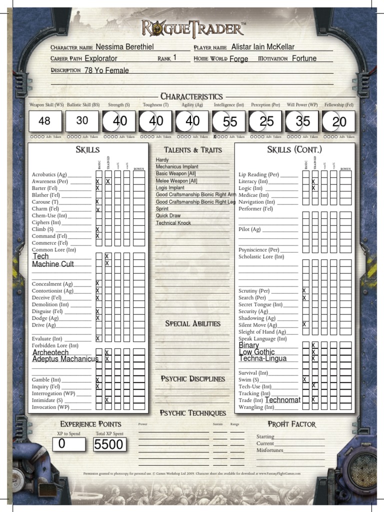 Rogue Trader Character | Gaming | Role Playing Games