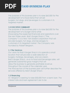 Burger Stand Business Plan