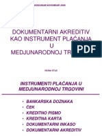 Singidunum Novembar 2008 Dokumentarni Akreditiv Kao Instrument Placanja u Medjunarodnoj Trgovini