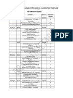 Winter School Draft Examination Timetable