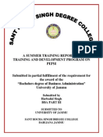 A Summer Training Report On Training and Development Program On Pepsi