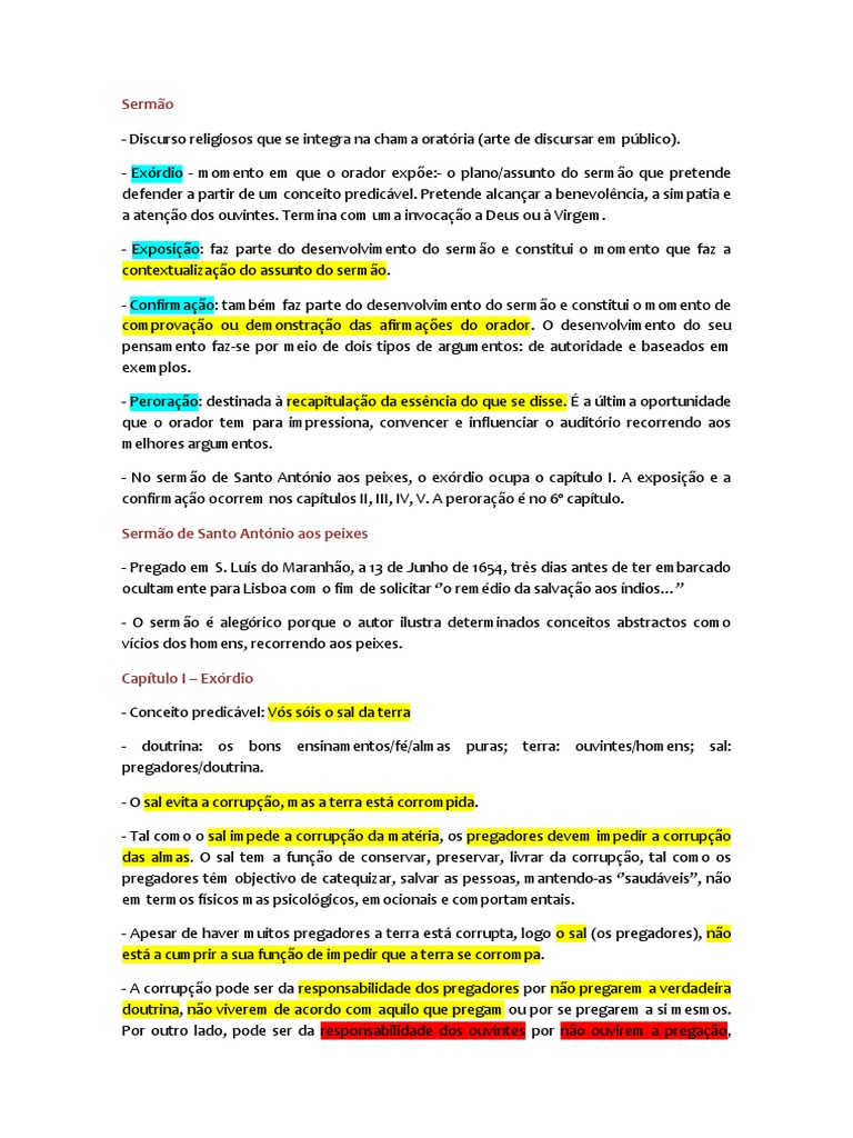 Sermão De Santo António Aos Peixes Resumo