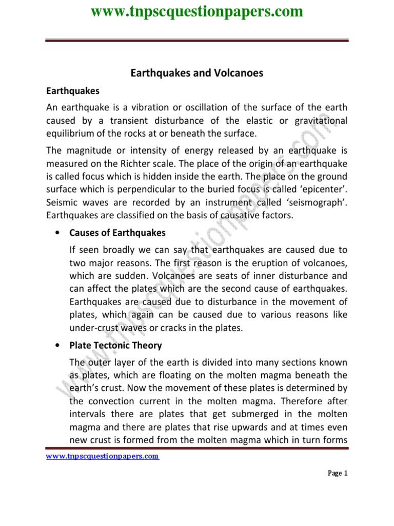 Earthquakes and Volcanoes | PDF | Volcano | Plate Tectonics