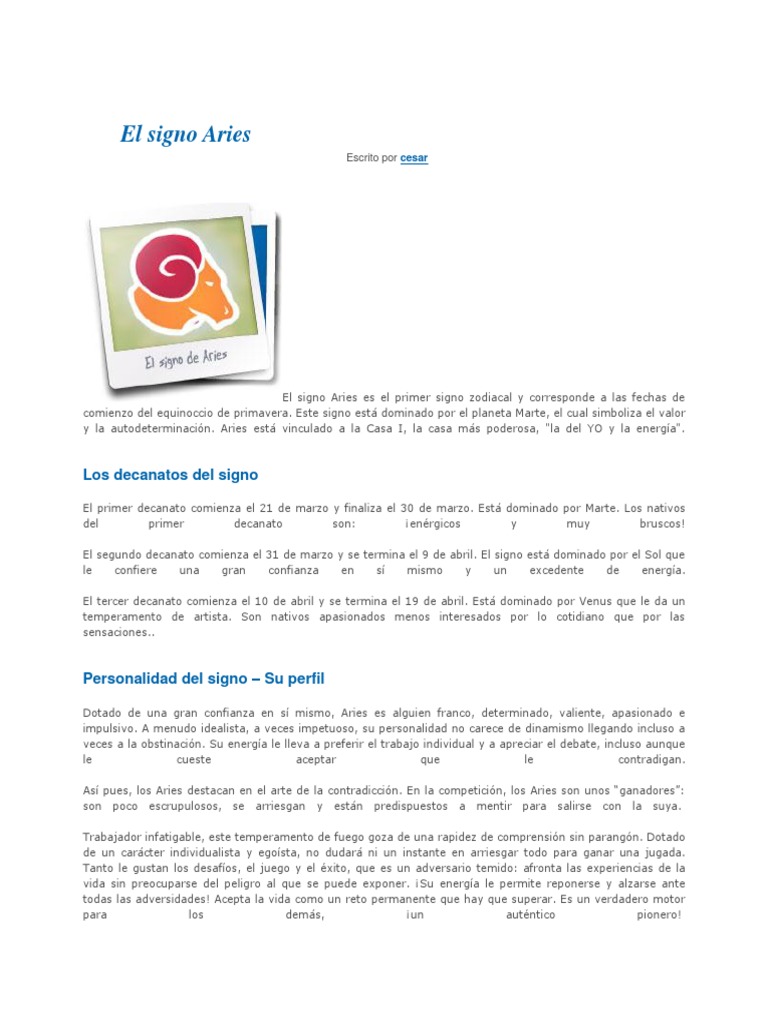 El Signo Aries Pdf Amor Science
