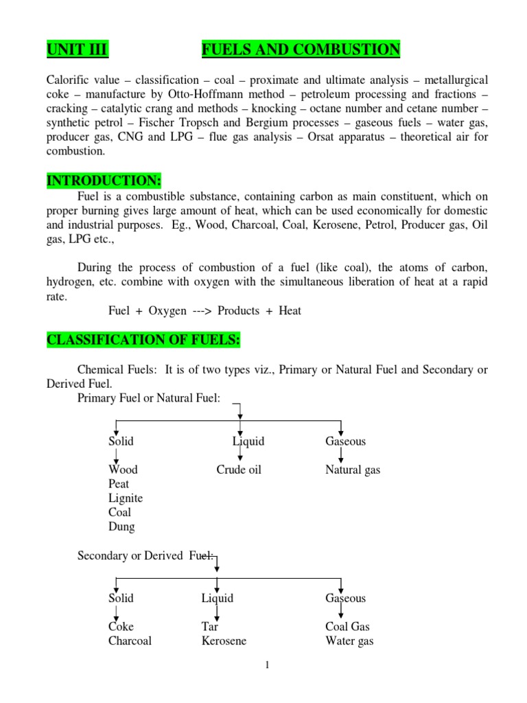 Fuel Classification and Calorific Value | PDF | Combustion | Coke (Fuel)