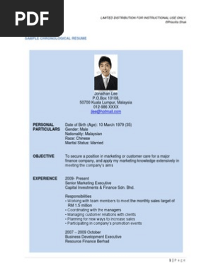 Sample Chronological Resume