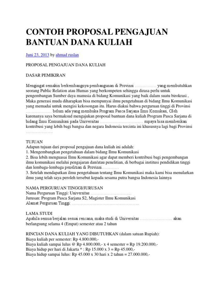Contoh Proposal Pengajuan Bantuan Dana PDF