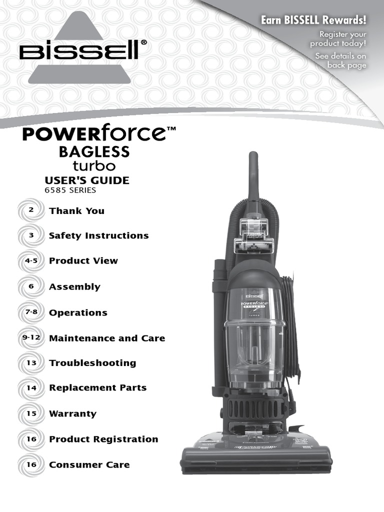 Bissell Powerforce Bagless Turbo Manual PDF Vacuum Cleaner