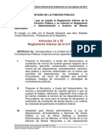 Artículos 34 y 35 Reglamento Interior de La SFP