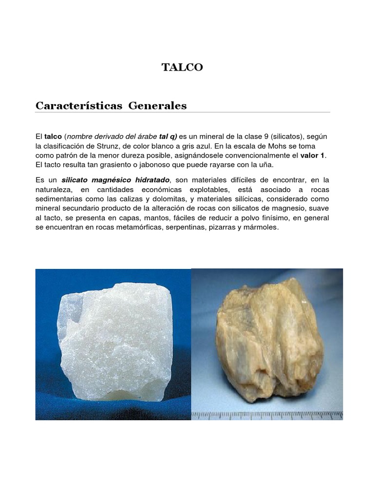 Talco | PDF | Minerales | Sólidos cristalinos
