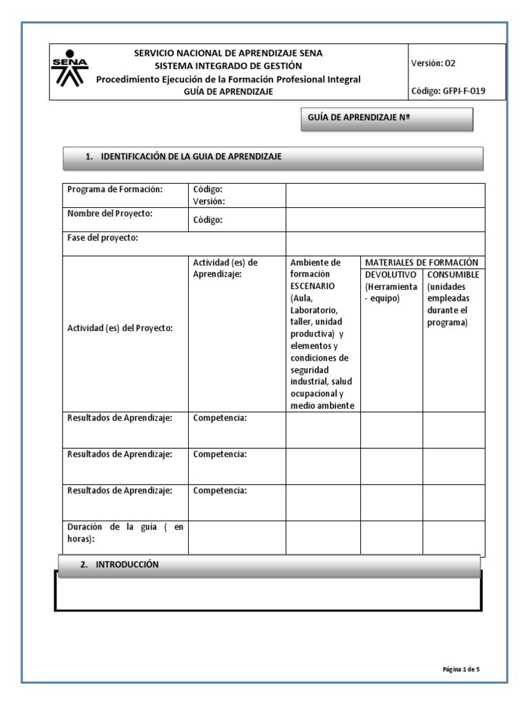 GFPI-F-019 Formato Guia de Aprendizaje | PDF | Evaluación | Aprendizaje