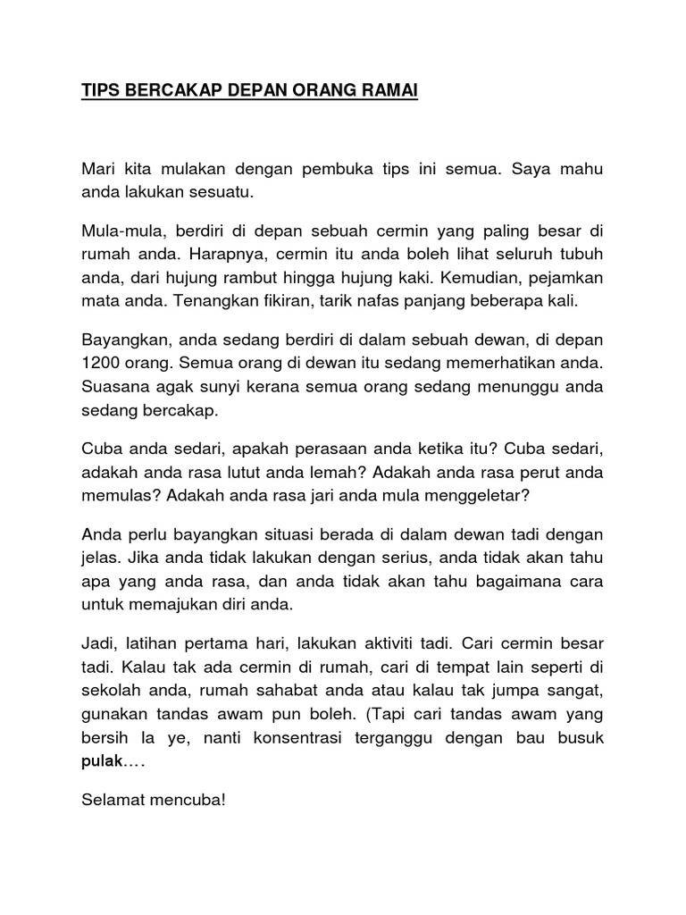 Tips Bercakap Depan Orang Ramai