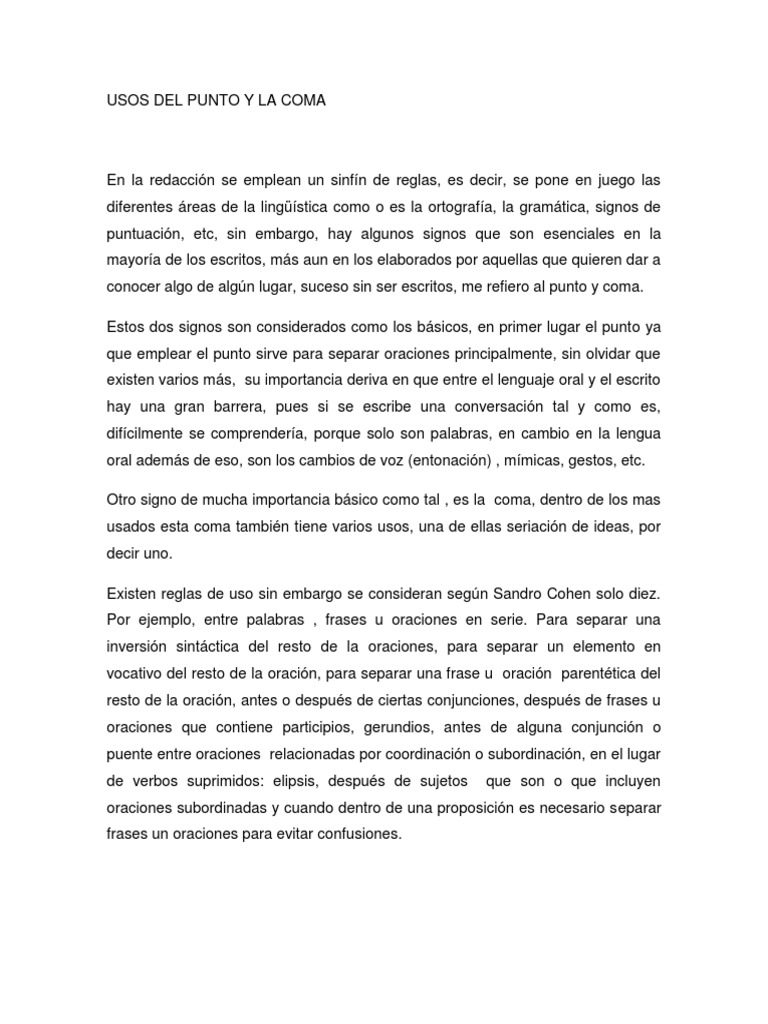 Uso del Punto y Coma en Escritura | PDF | Estudios de idiomas extranjeros