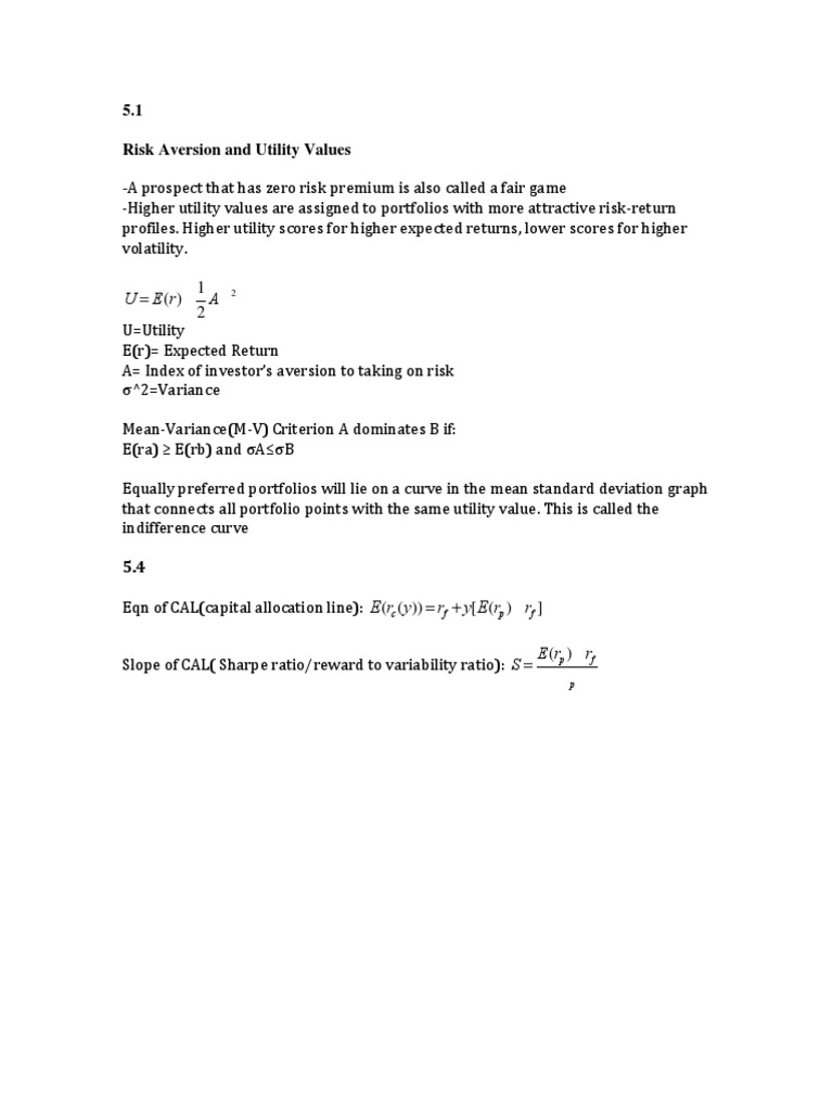 Risk Aversion and Utility in Portfolios | PDF