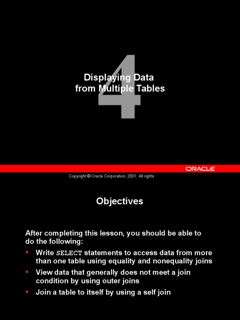 Displaying Data From Multiple Table PDF Oracle Database Data