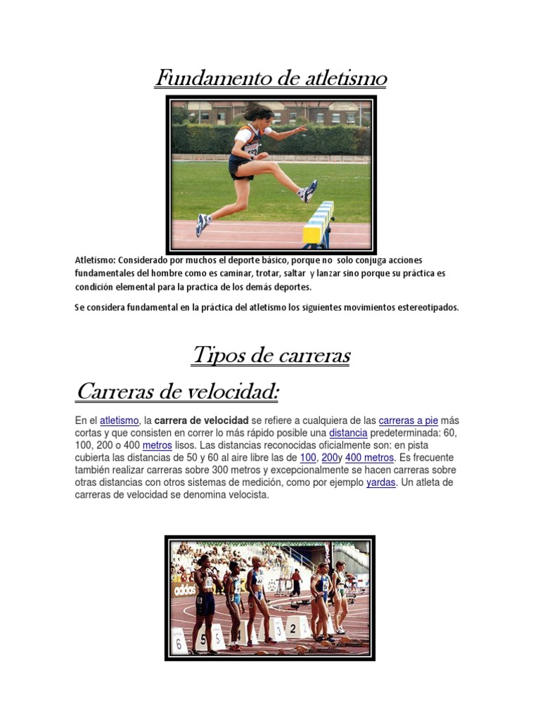 Fundamentos del Atletismo y Disciplinas | PDF | Deporte del atletismo ...