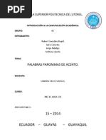 Palabras Parónimas de Acento