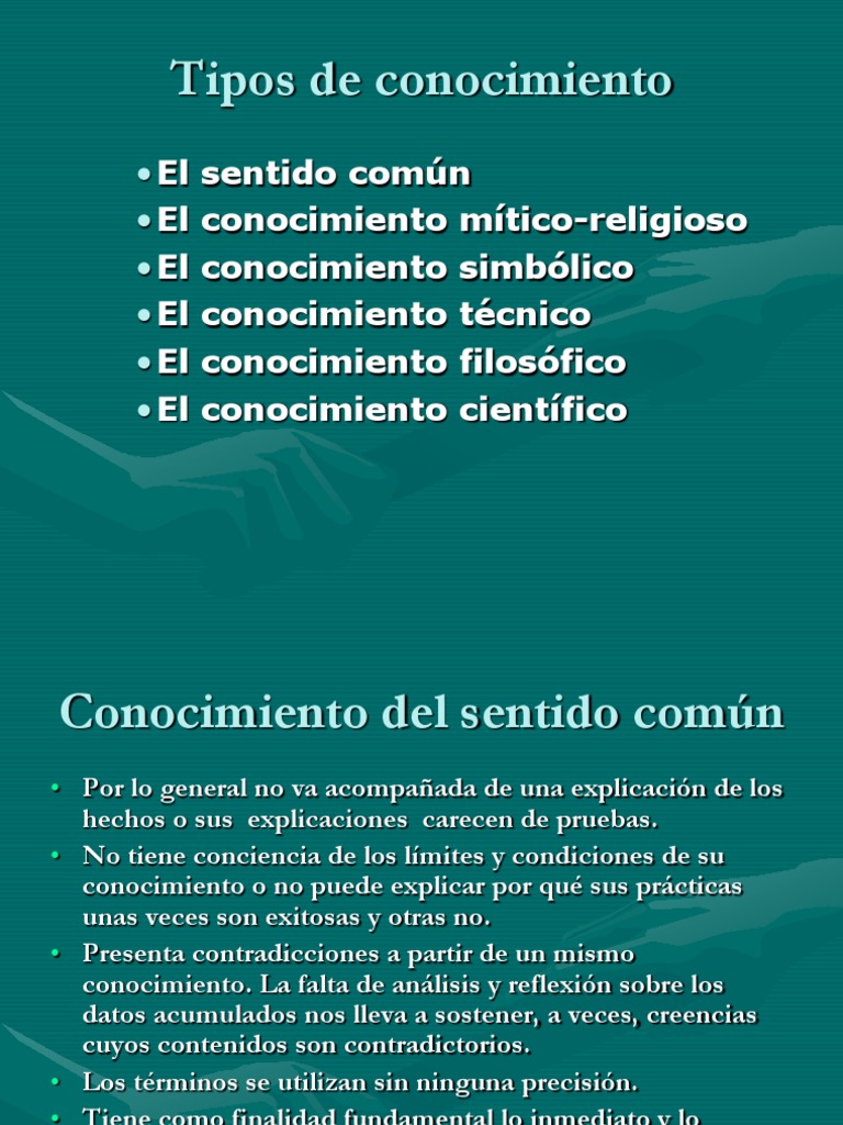 Tipos de Conocimiento Conocimiento Los símbolos