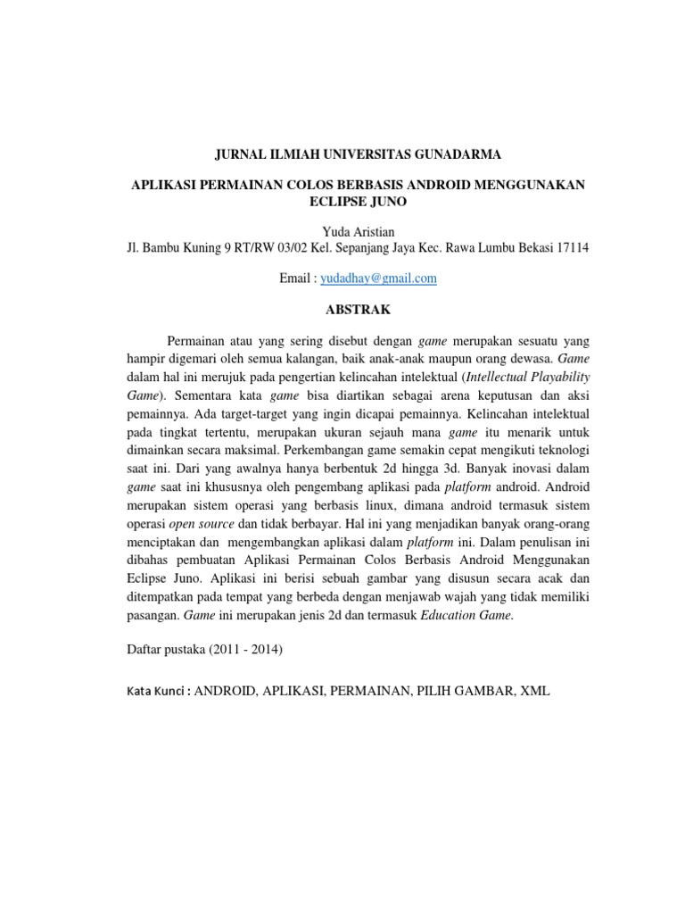 Jurnal Penulisan Ilmiah Gunadarma