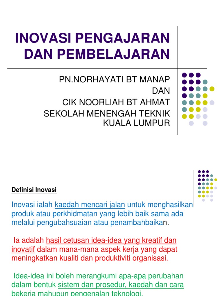 Inovasi Pengajaran Dan Pembelajaran