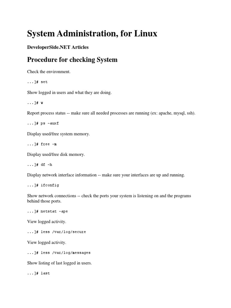 Essential Linux System Administration Commands | PDF | Areas Of ...