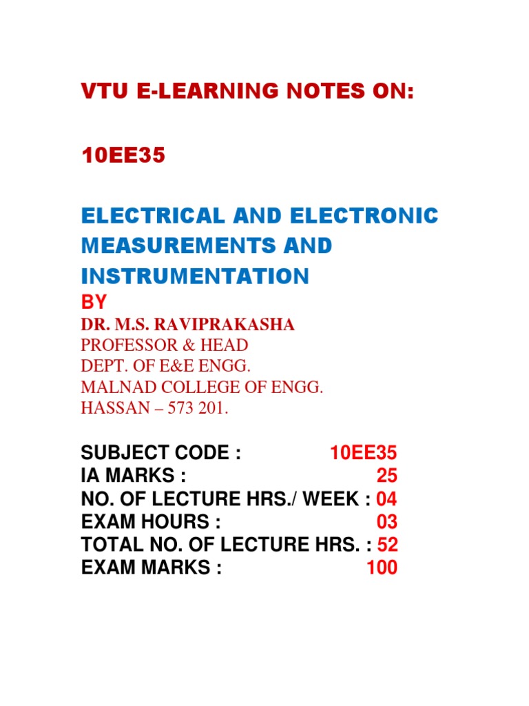Electrical Measurements Notes PDF | PDF | Computers | Technology ...